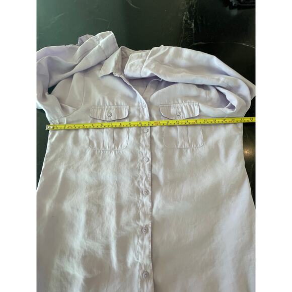 CHICO's Lavender button up roll tab sleeves Chico's 1, med/8 - Picture 11 of 12